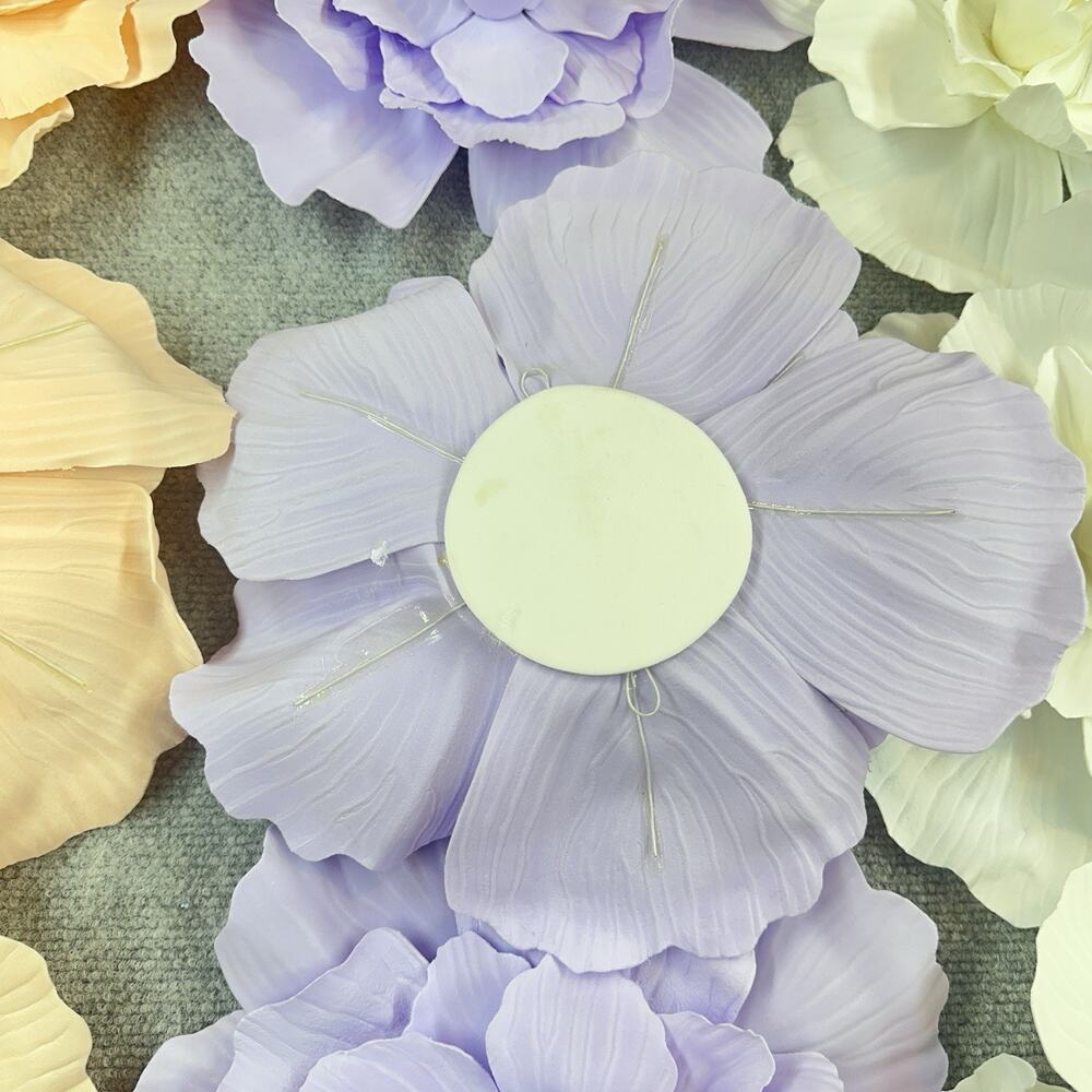 9 - 12” Large Pastel Foam Faux Flowers Peach Lavender White Party Decor Wedding - Picture 8 of 8